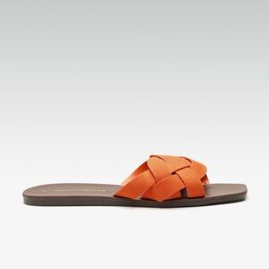 Dorothy Perkins | Suede Braided Flip Flop Sandals in Orange Size 6